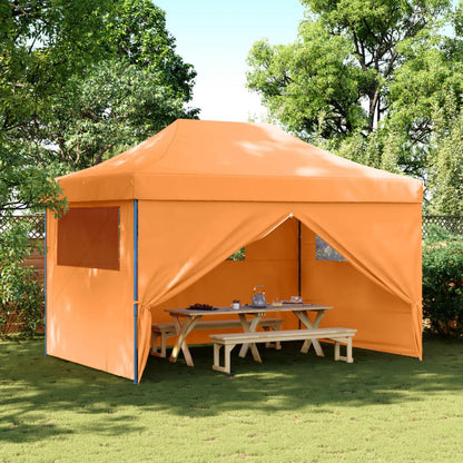 Partytent inklapbaar pop-up met 4 zijwanden oranje