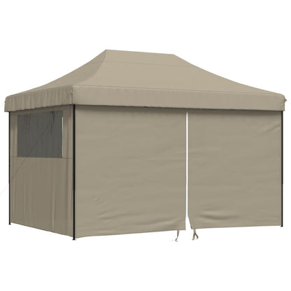 Partytent inklapbaar pop-up met 4 zijwanden taupe