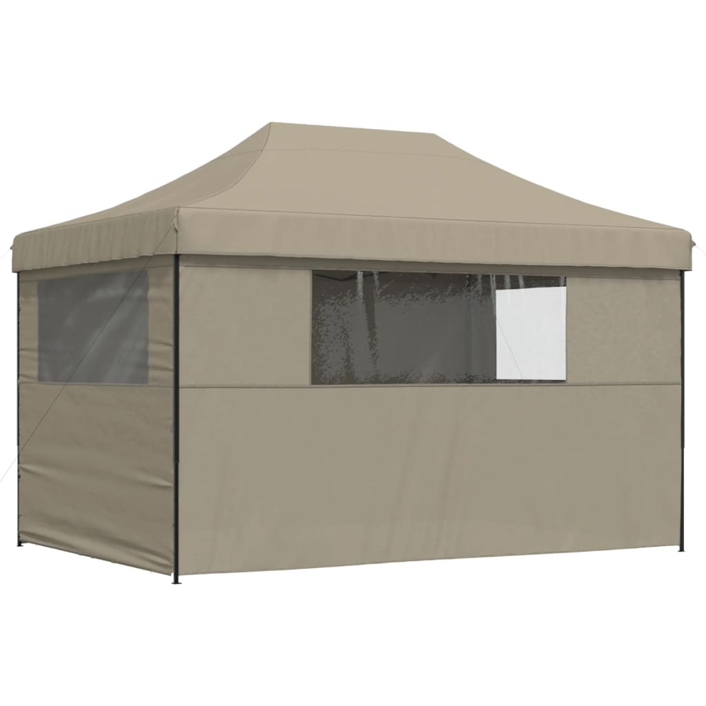 Partytent inklapbaar pop-up met 4 zijwanden taupe