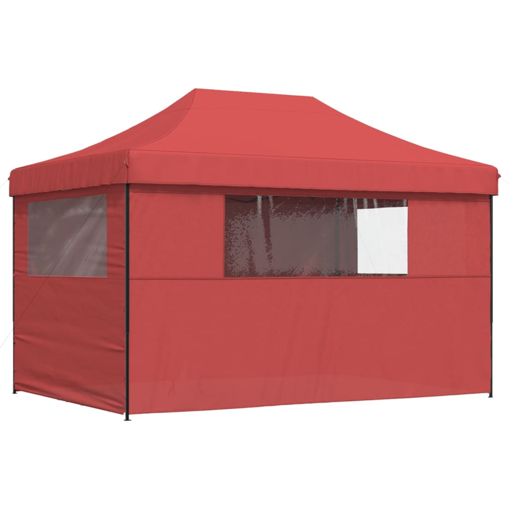 Partytent inklapbaar pop-up met 4 zijwanden bordeauxrood