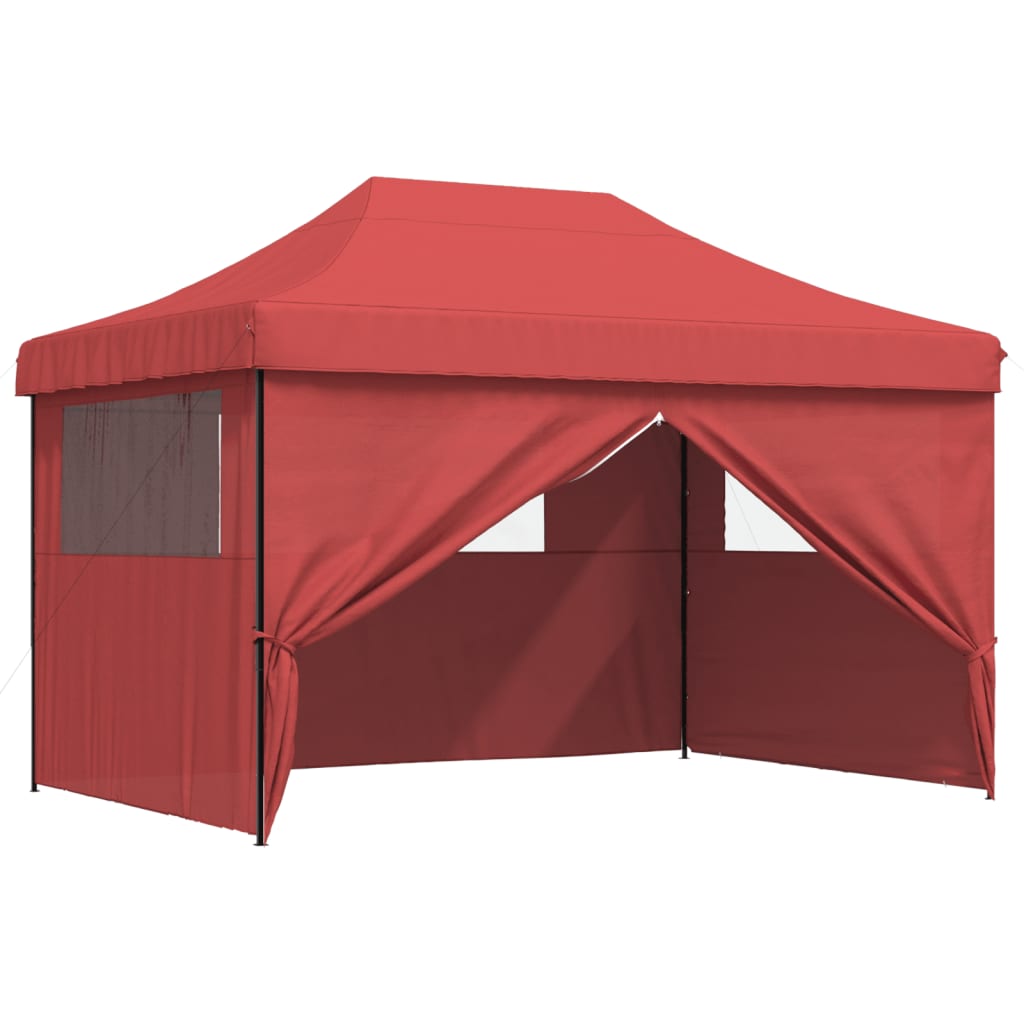 Partytent inklapbaar pop-up met 4 zijwanden bordeauxrood