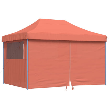 Partytent inklapbaar pop-up met 4 zijwanden terracottakleurig