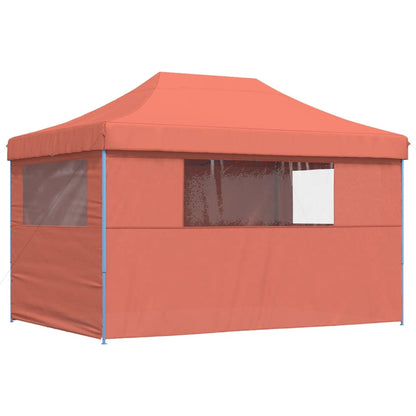 Partytent inklapbaar pop-up met 4 zijwanden terracottakleurig