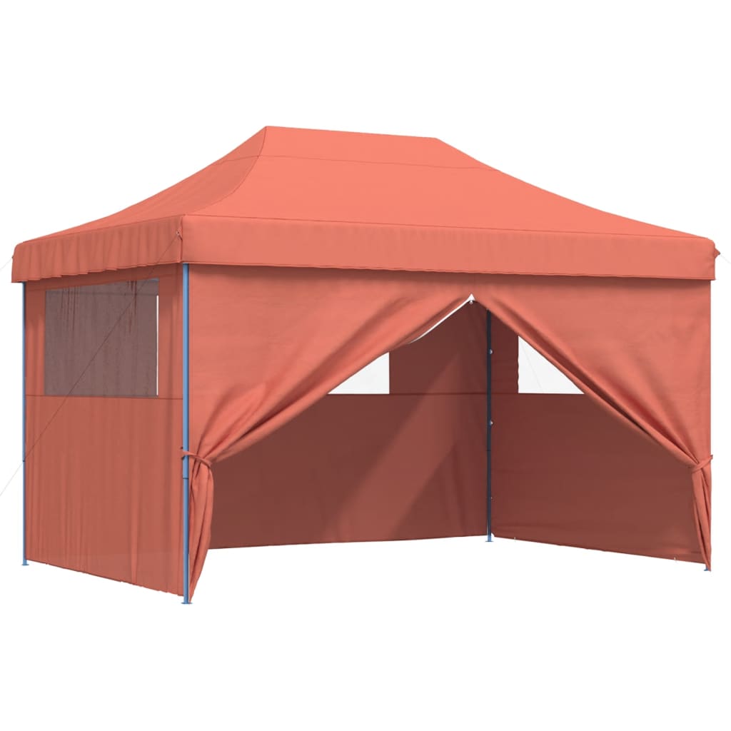 Partytent inklapbaar pop-up met 4 zijwanden terracottakleurig