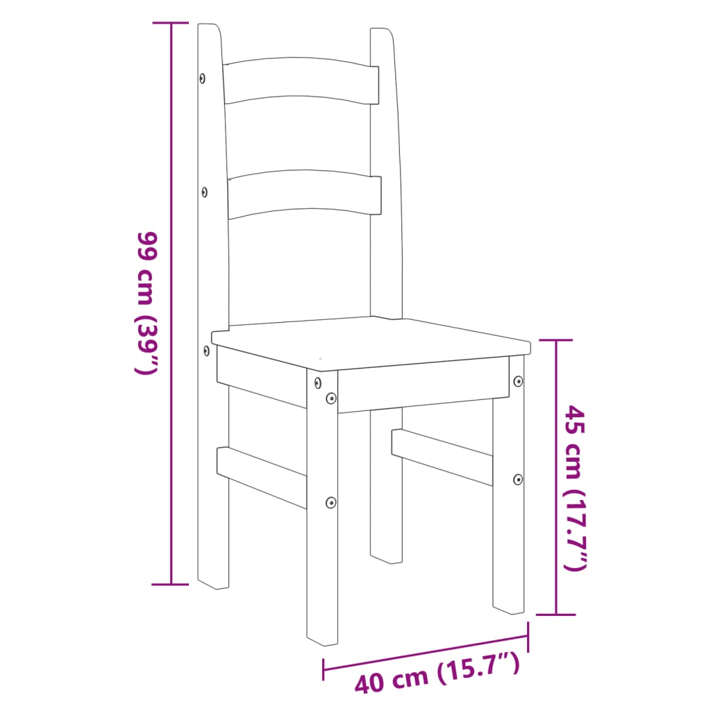 Eetkamerstoelen 2 st 40x46x99 cm massief grenenhout grijs