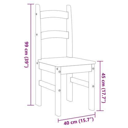 Eetkamerstoelen 2 st 40x46x99 cm massief grenenhout wit