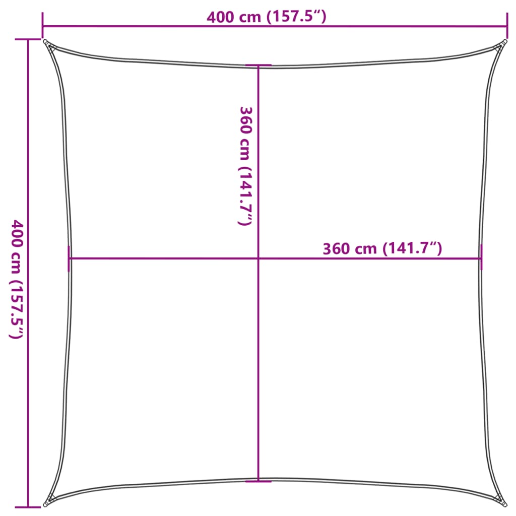 Zonnezeil 160 g/m² vierkant 4x4 m HDPE lichtgrijs