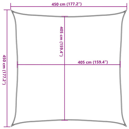 Zonnezeil 160 g/m² vierkant 4,5x4,5 m HDPE lichtgrijs