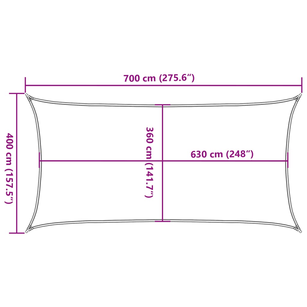 Zonnezeil 160 g/m² rechthoekig 4x7 m HDPE lichtgrijs