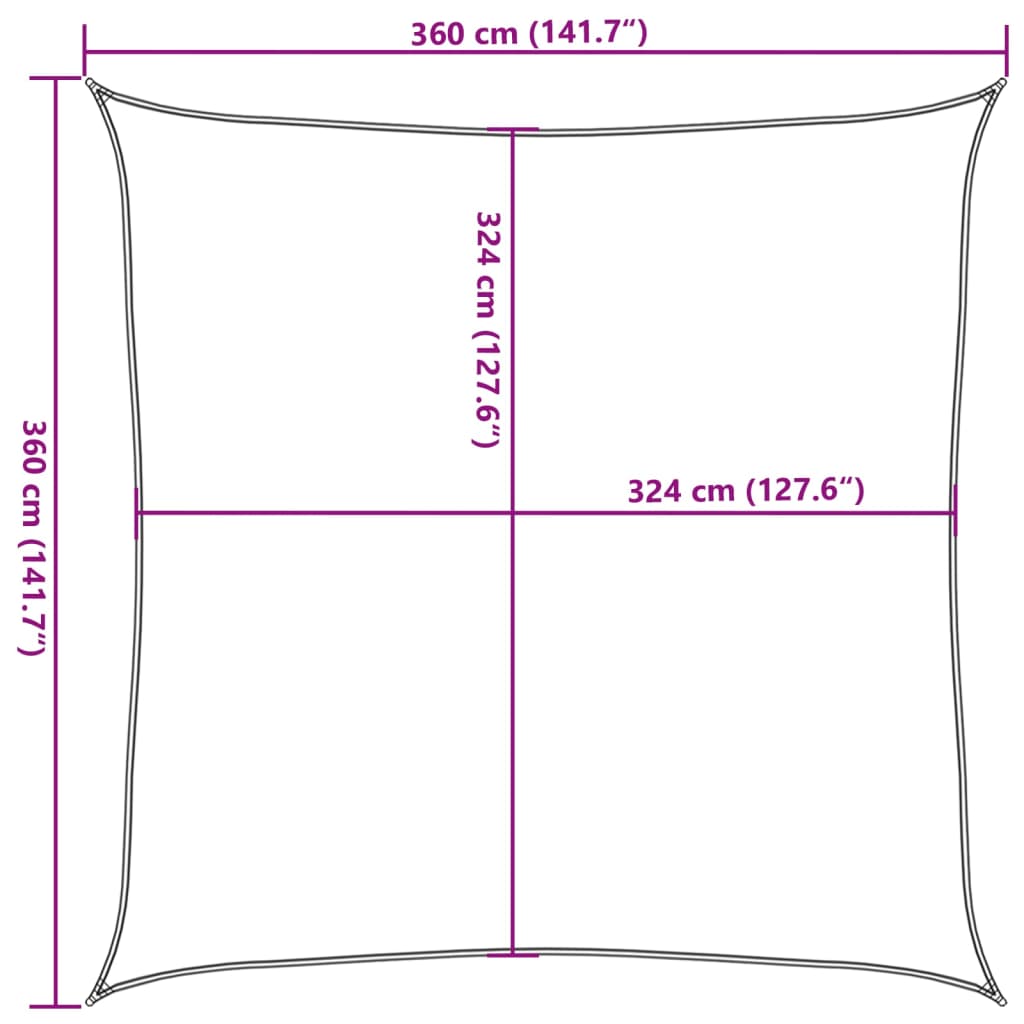 Zonnezeil 160 g/m² vierkant 3,6x3,6 m HDPE zandkleurig