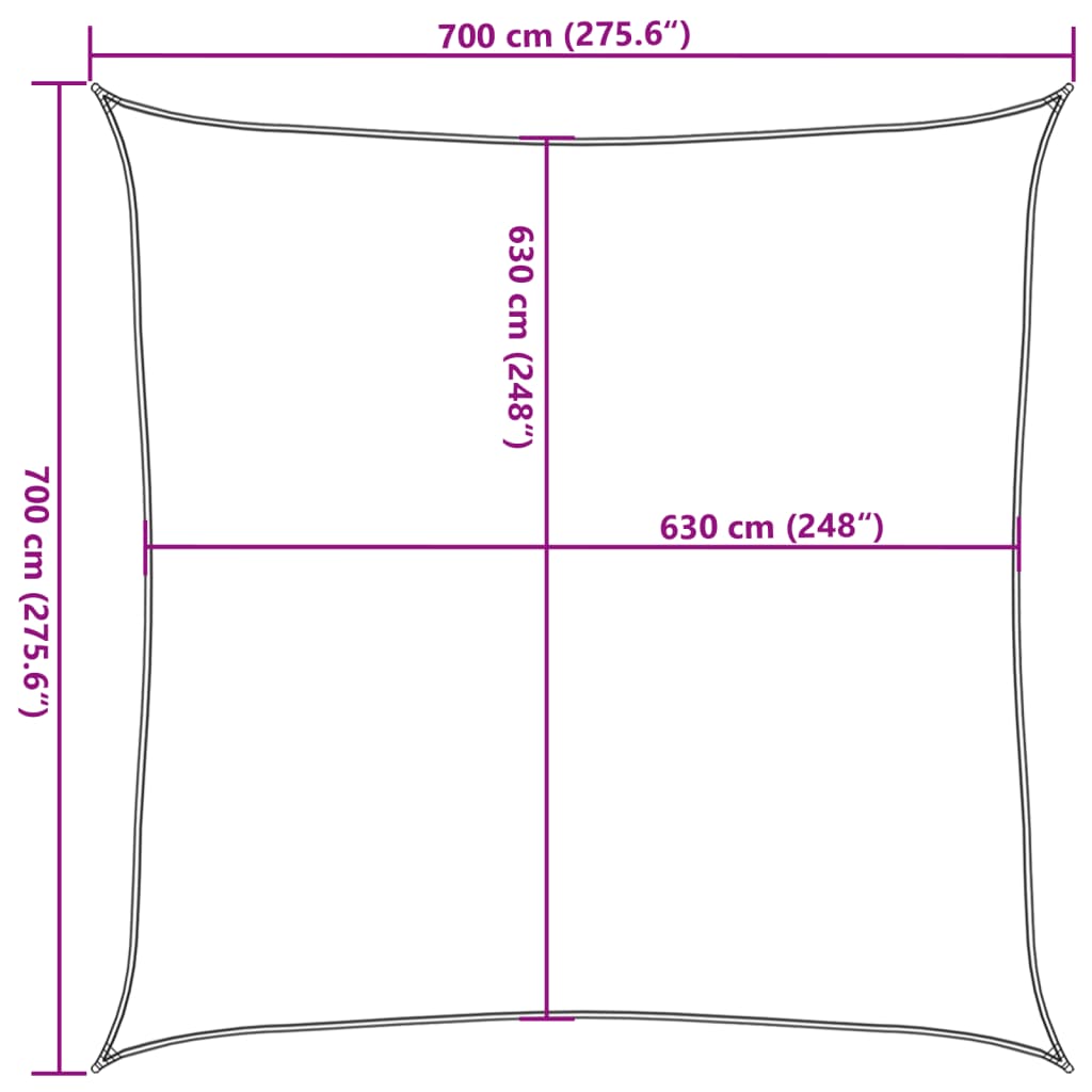 Zonnezeil 160 g/m² vierkant 7x7 m HDPE zandkleurig