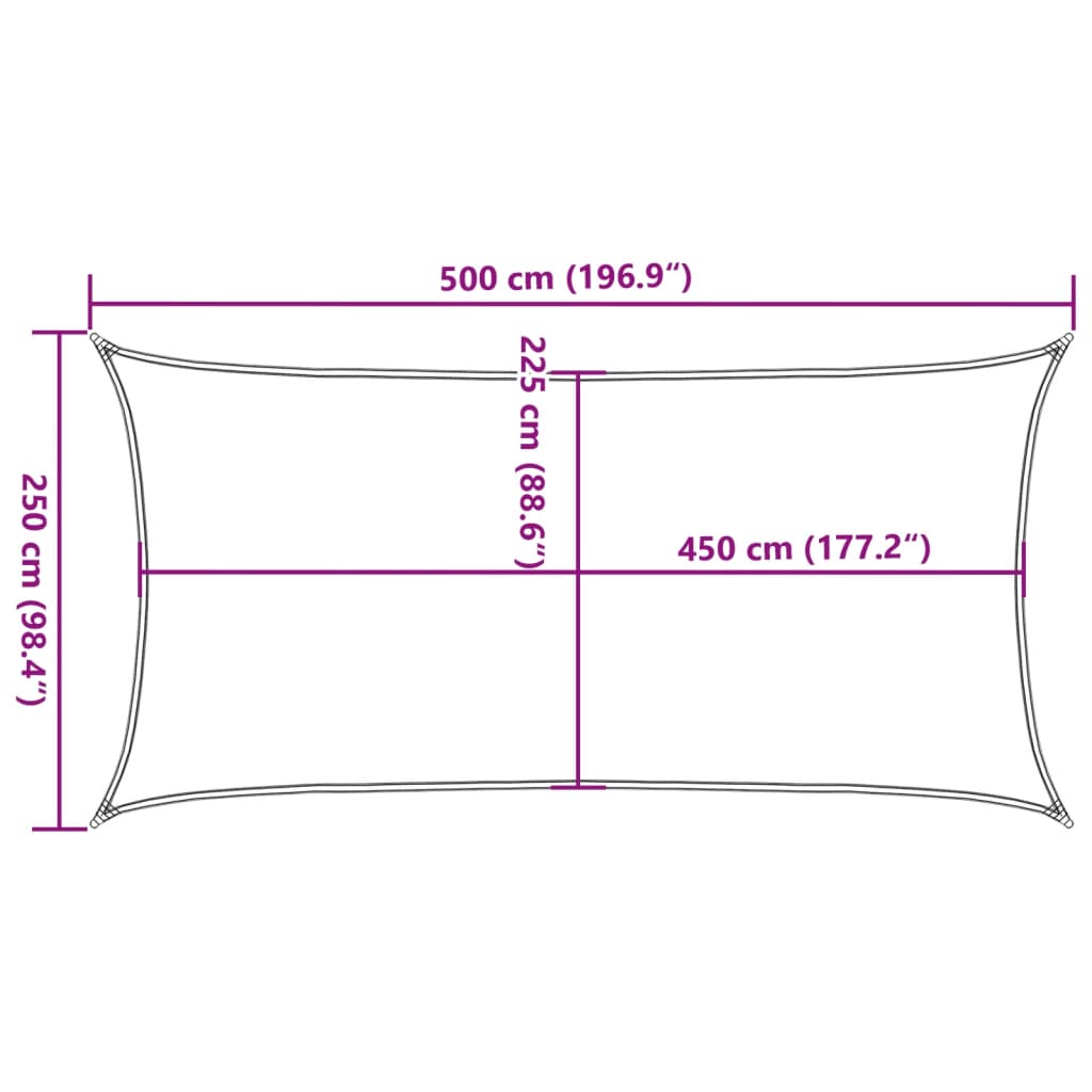 Zonnezeil rechthoekig 160 g/m² 2,5x5 m HDPE zandkleurig