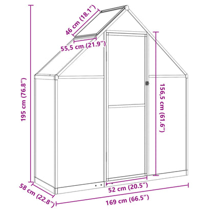 Tuinkas met basisframe 169x58x195 cm aluminium groen