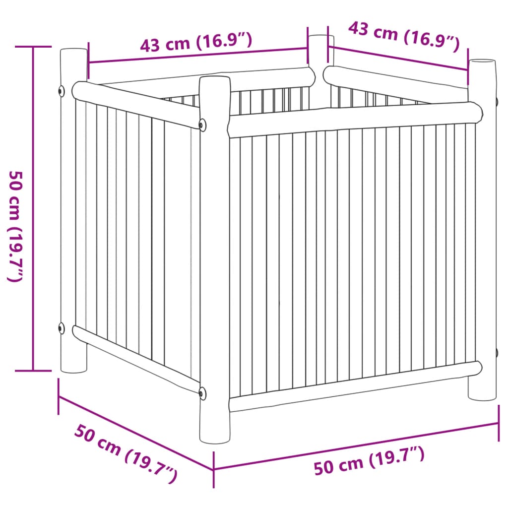 Plantenbak 50x50x50 cm bamboe