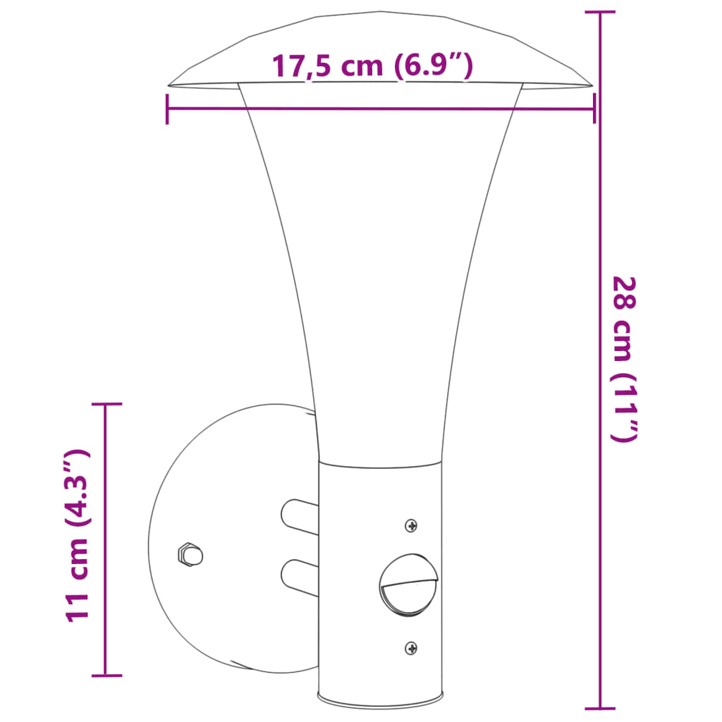 Buitenwandlamp met sensor roestvrij staal zwart