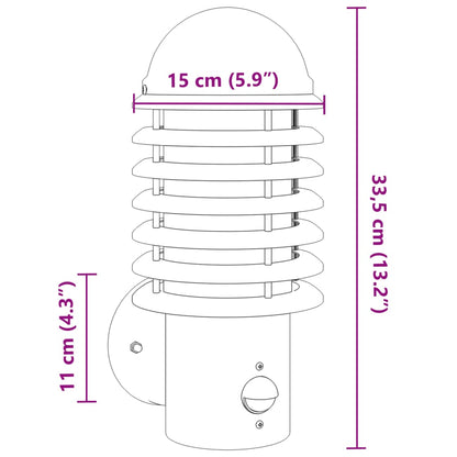 Buitenwandlamp met sensor roestvrij staal zilverkleurig