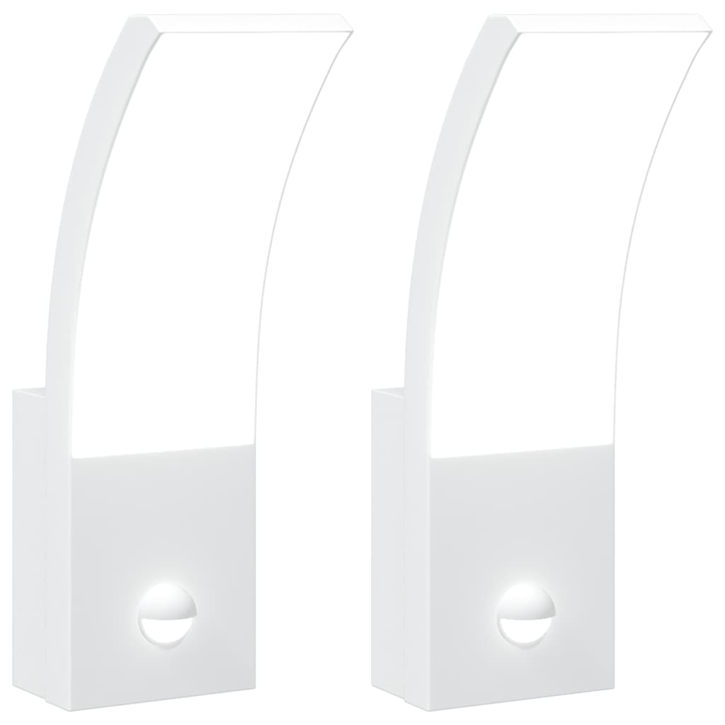 Buitenwandlampen 2 st LED met sensors gegoten aluminium wit