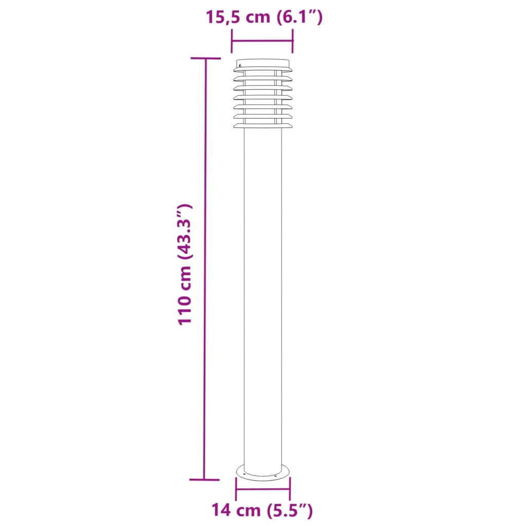 Vloerlamp voor buiten 110 cm roestvrijstaal zilverkleurig