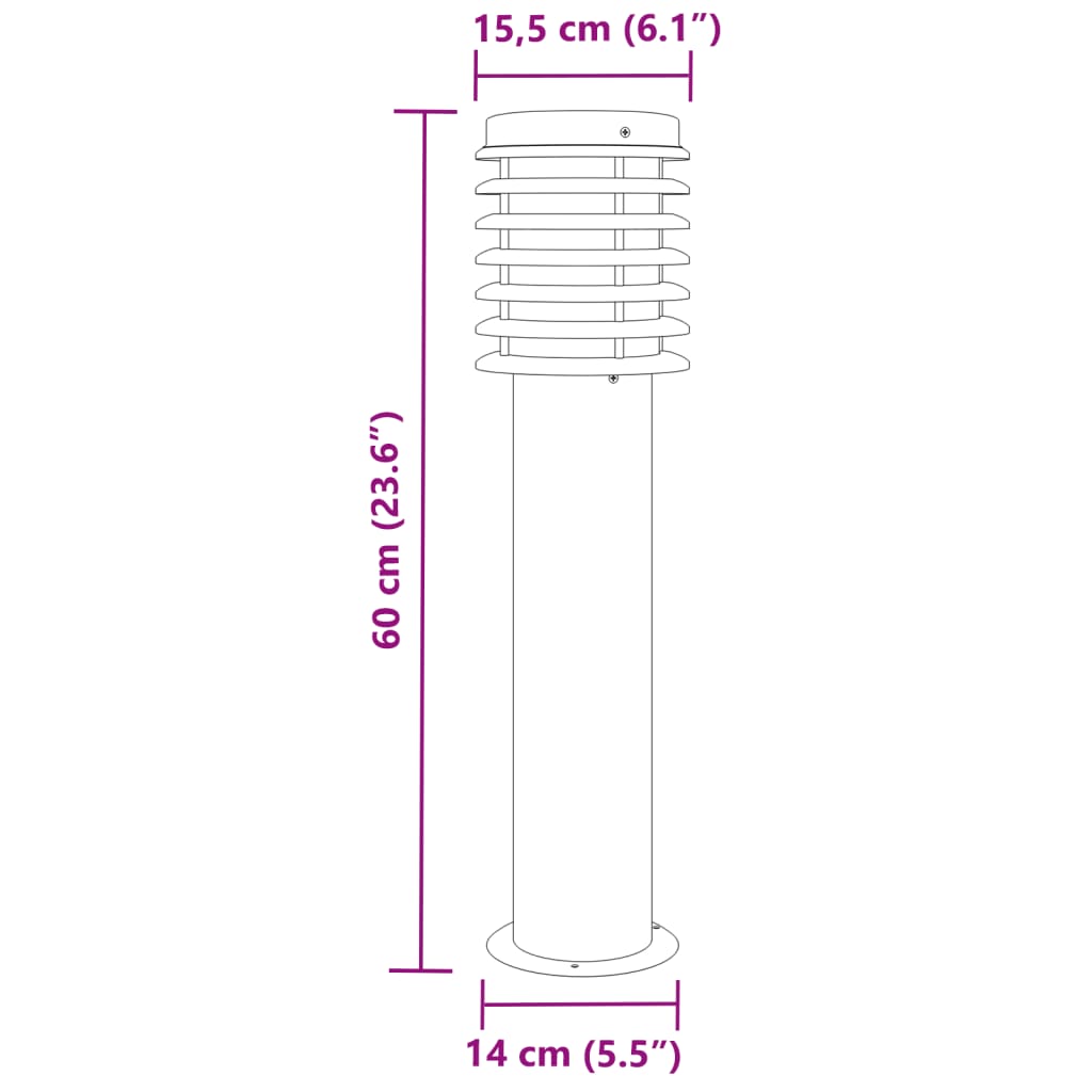 Vloerlamp voor buiten 3 st 60 cm roestvrij staal zwart