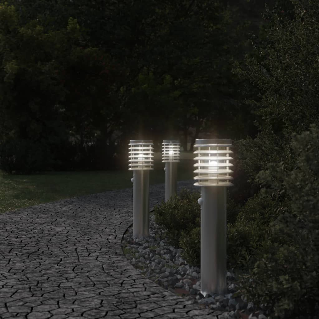 Vloerlamp voor buiten met sensor 60 cm roestvrijstaal zilver