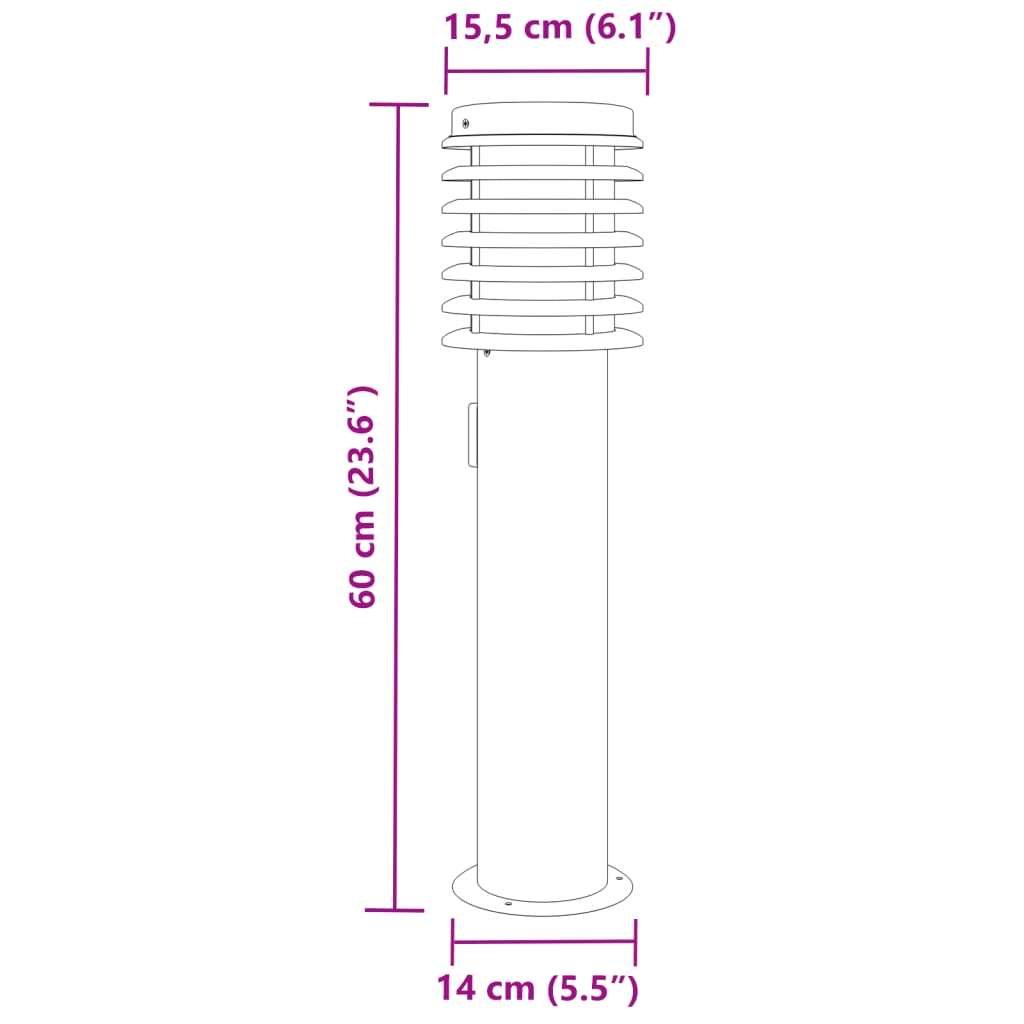 Buitenvloerlamp met stopcontact 60 cm roestvrijstaal zilver