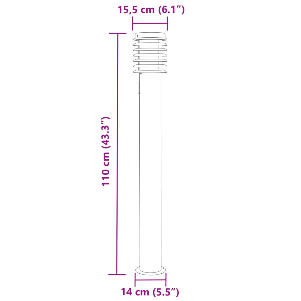 Buitenvloerlamp met stopcontact 110 cm roestvrijstaal zilver