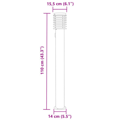 Buitenvloerlampen 3 st stopcontact 110 cm roestvrijstaal zilver