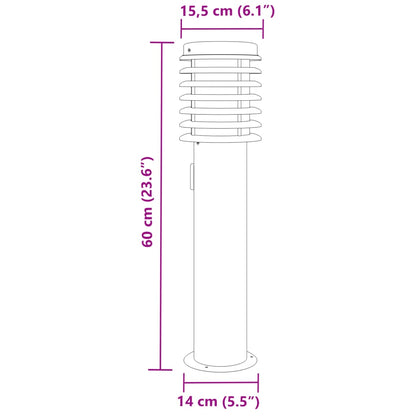 Buitenvloerlamp met stopcontact 60 cm roestvrijstaal zwart