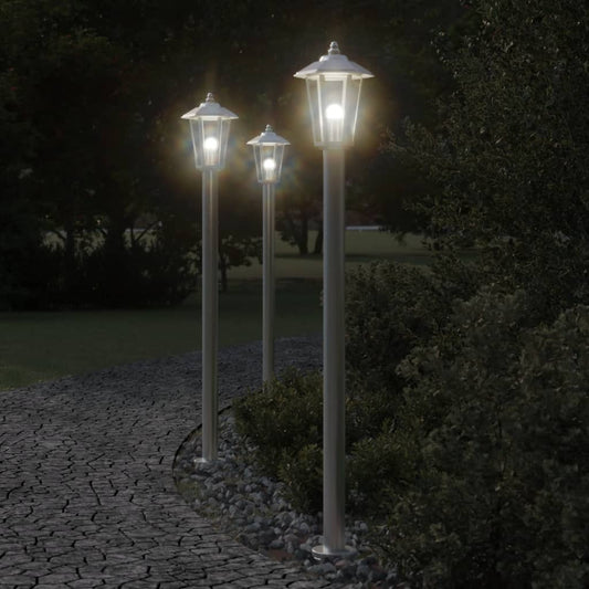 Vloerlamp voor buiten 3 st 120 cm roestvrijstaal zilverkleurig