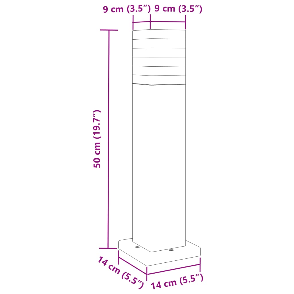 Buitenvloerlampen 3 st 50 cm aluminium zwart