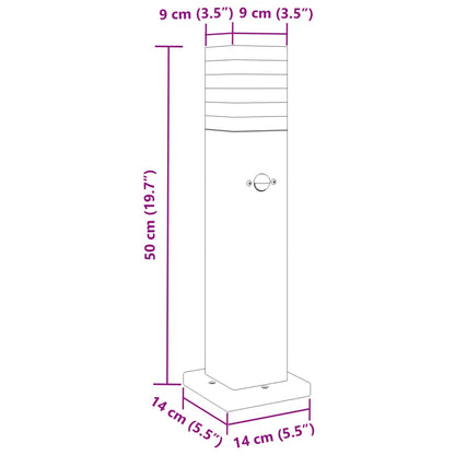 Vloerlampen voor buiten 3 st met sensor 50 cm aluminium zwart