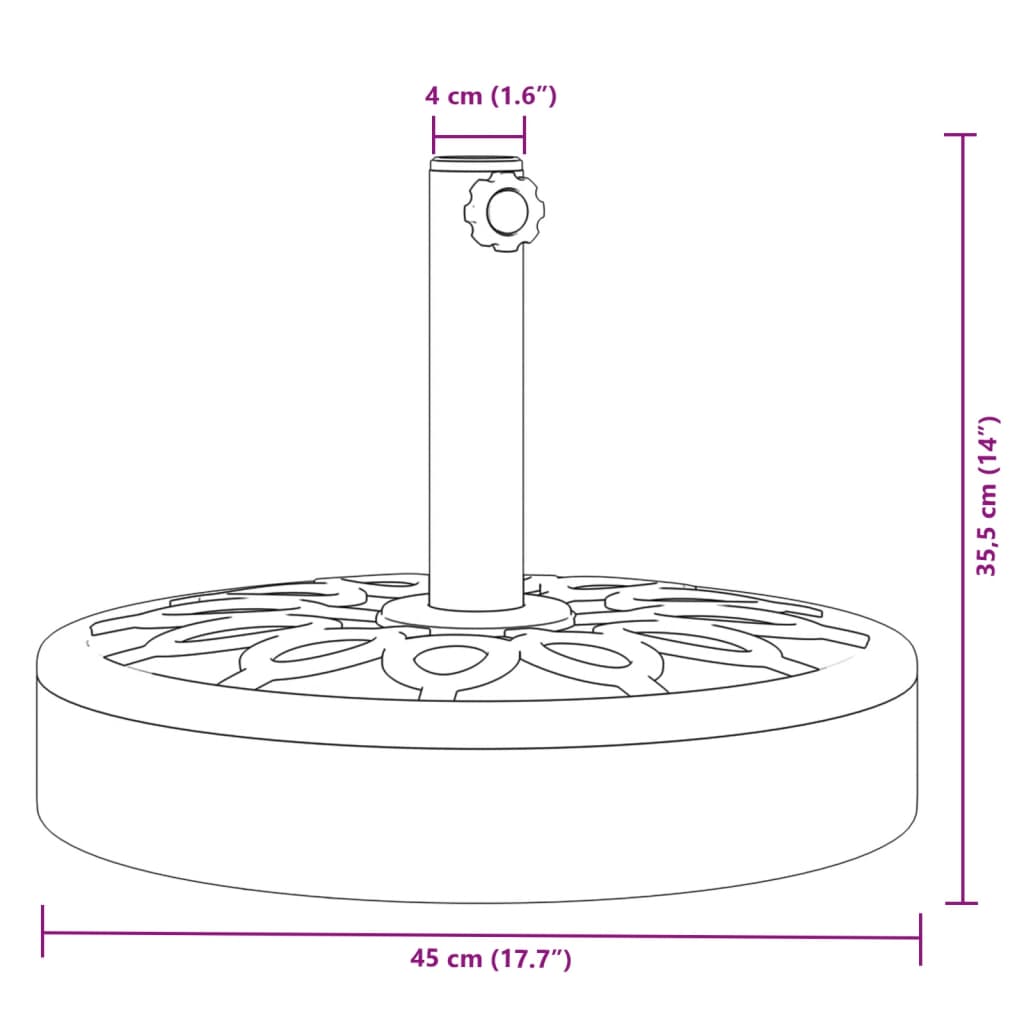 Parasolvoet voor stokken van Ø38 / 48 mm 25 kg rond