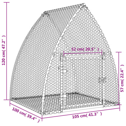 Konijnenhok 100x105x120 cm gegalvaniseerd staal zilverkleurig