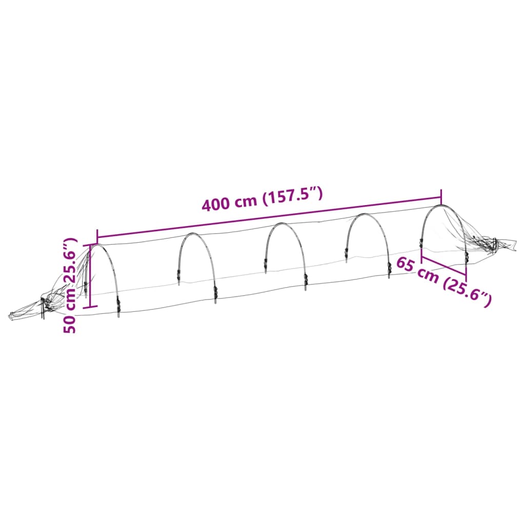 Kweektunnels 3 st 1,5x5 m glasvezel en polypropeen