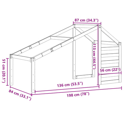 Kinderbedhuisje 198x87x113 cm massief grenenhout wit