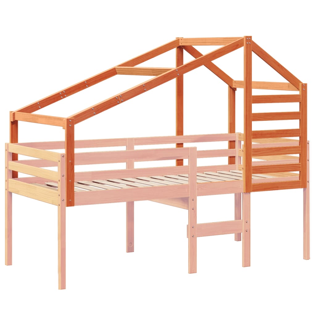 Kinderbedhuisje 188x82x113 cm massief grenenhout wasbruin