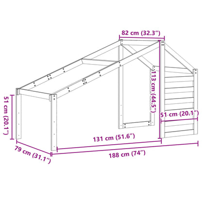 Kinderbedhuisje 188x82x113 cm massief grenenhout wasbruin