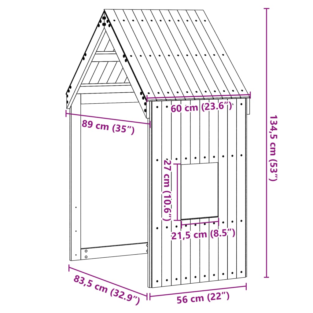 Kinderbedhuisje 60x89x134,5 cm massief grenenhout