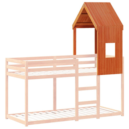 Kinderbedhuisje 60x99x139,5 cm massief grenenhout wasbruin