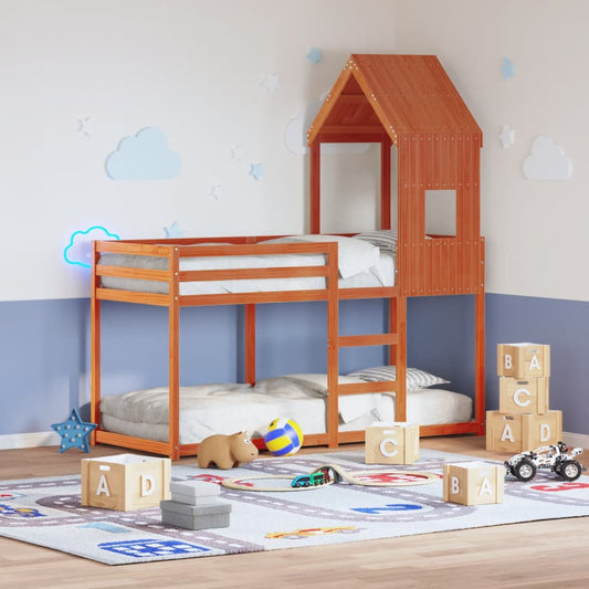 Kinderbedhuisje 60x99x139,5 cm massief grenenhout wasbruin