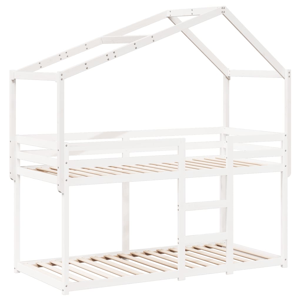 Kinderbedhuisje 213x95,5x144,5 cm massief grenenhout wit