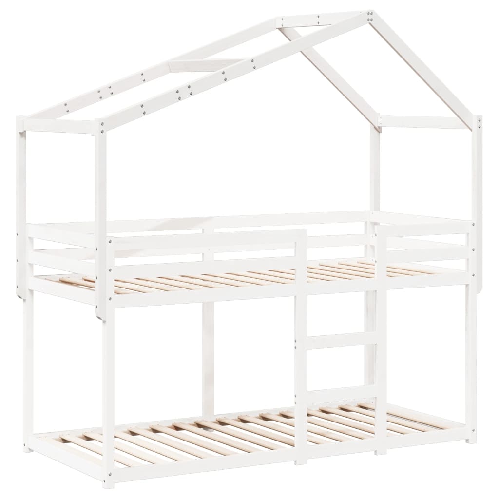 Kinderbedhuisje 213x85,5x144,5 cm massief grenenhout wit