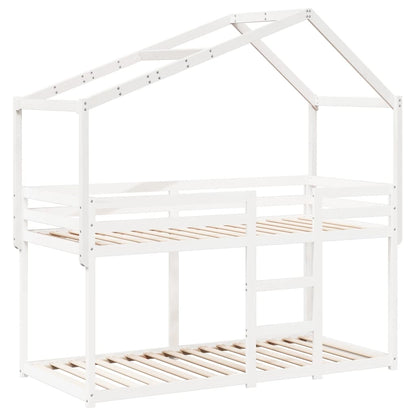 Kinderbedhuisje 213x85,5x144,5 cm massief grenenhout wit