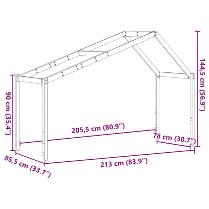 Kinderbedhuisje 213x85,5x144,5 cm massief grenenhout wit