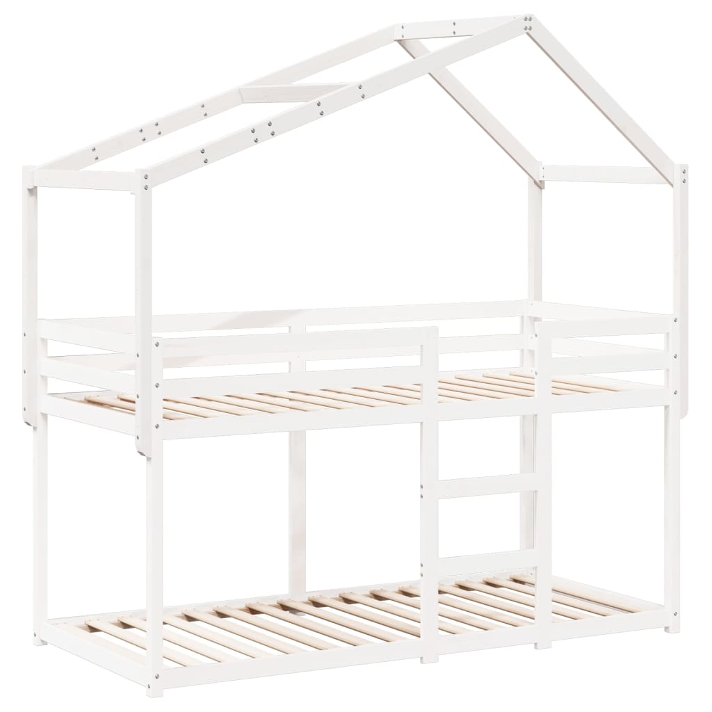 Kinderbedhuisje 203x95,5x142 cm massief grenenhout wit