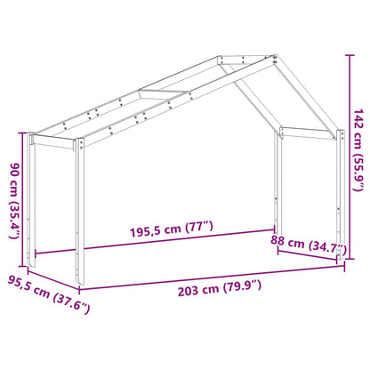 Kinderbedhuisje 203x95,5x142 cm massief grenenhout wit