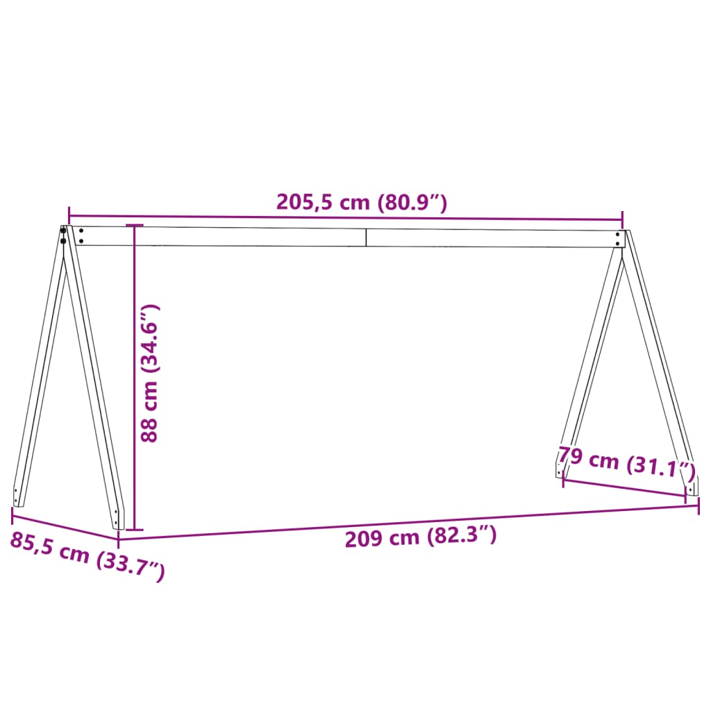 Kinderbedhuisje 209x85,5x88 cm massief grenenhout wasbruin