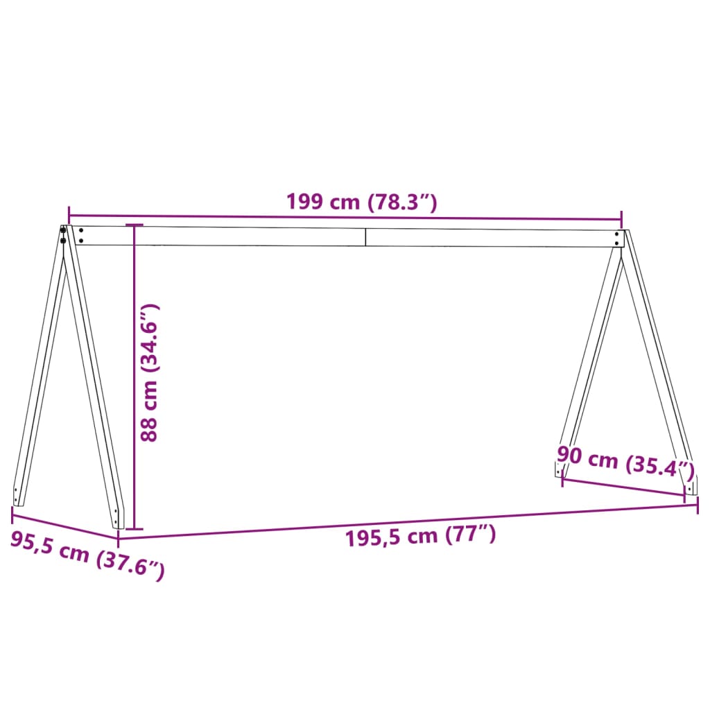 Kinderbedhuisje 199x95,5x88 cm massief grenenhout