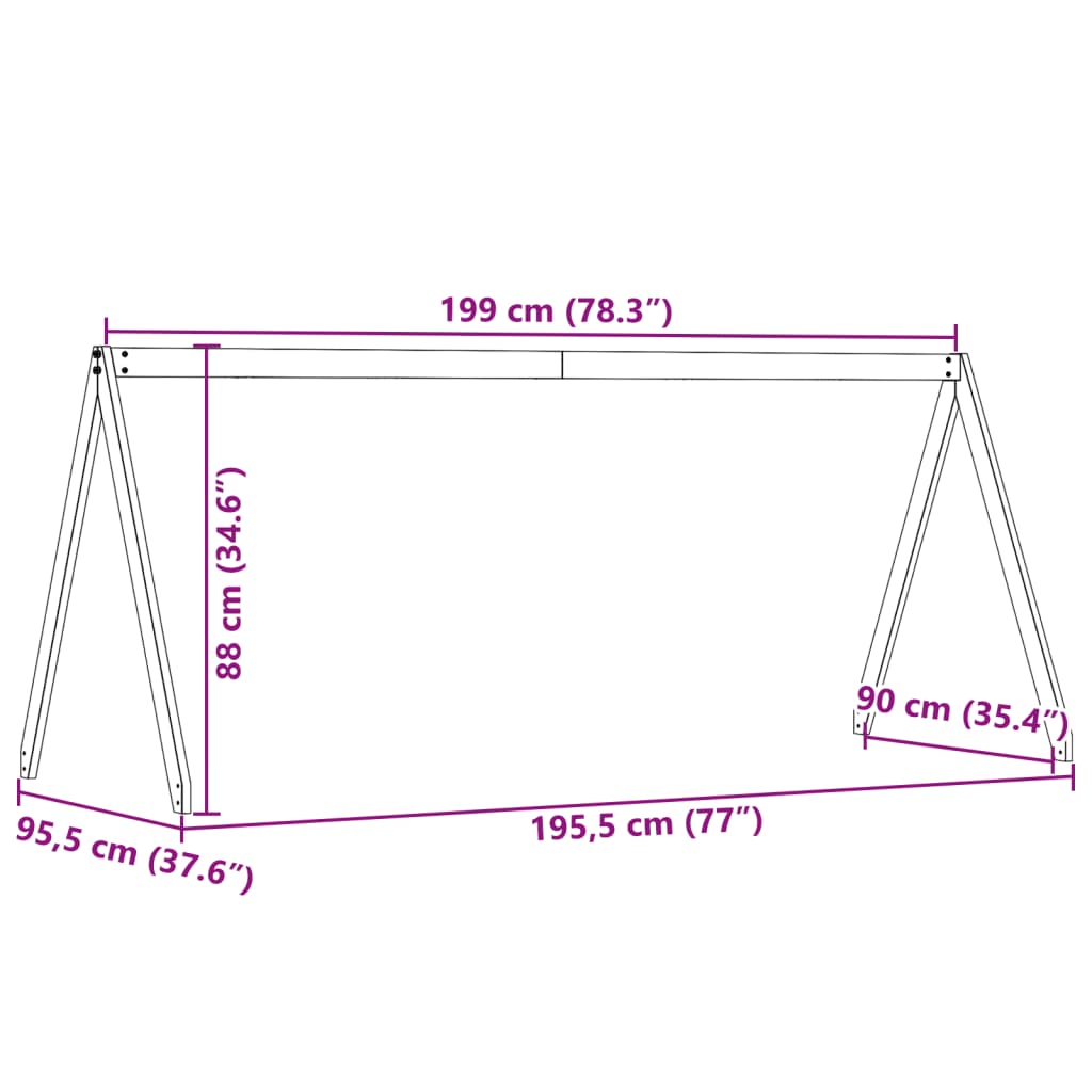 Kinderbedhuisje 199x95,5x88 cm massief grenenhout wasbruin