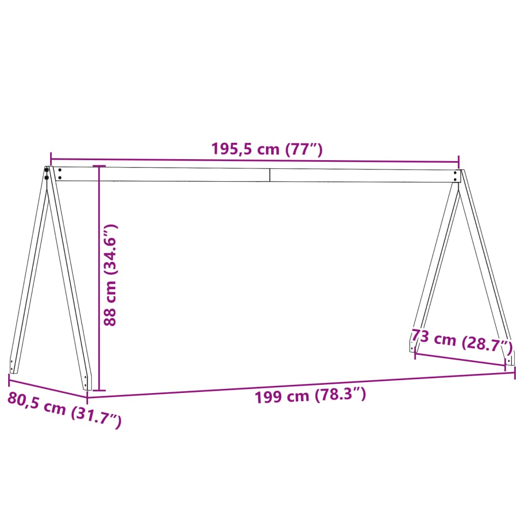 Kinderbedhuisje 199x80,5x88 cm massief grenenhout